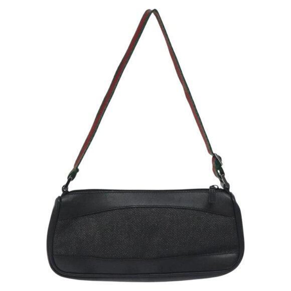 GUCCI Web Sherry Line Accessory Pouch Canvas Red Black 92820 Auth BA3614 - Picture 2 of 16